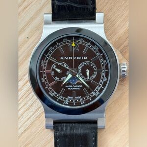 Android USA Master Calendar Moonphase Ultra Rare Men’s Watch Bronze Dial Leather